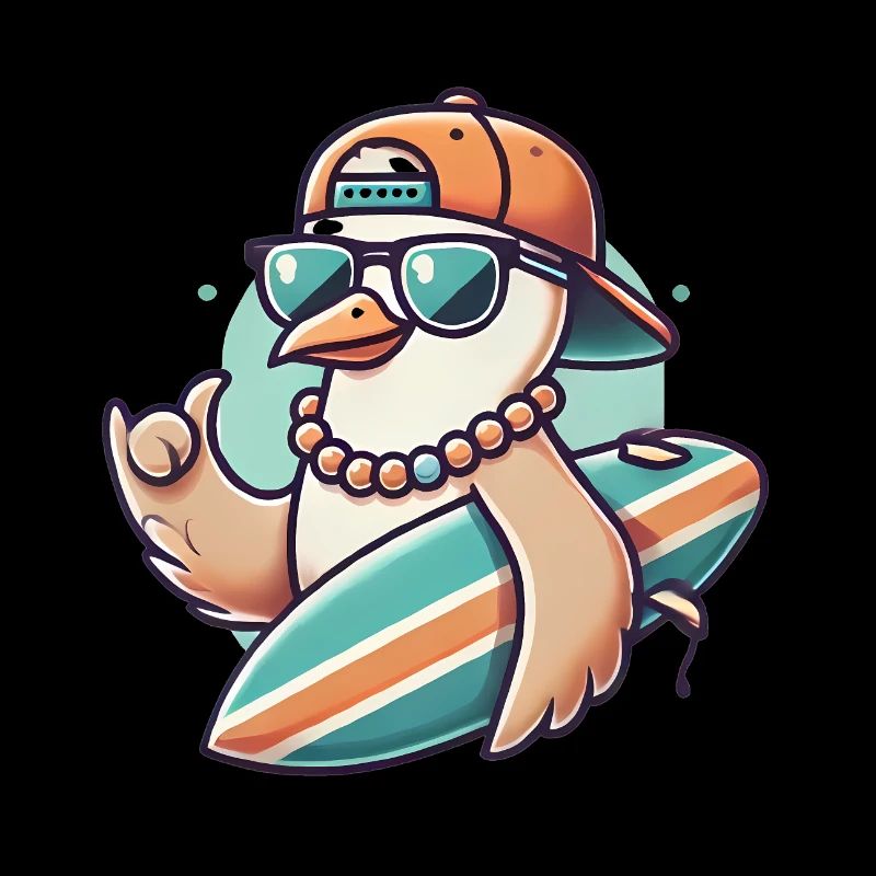 Cool surfer mouette dessin animé design