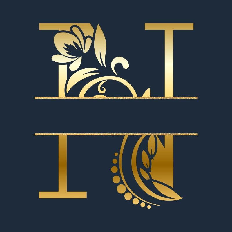 Personalisierter Buchstabe n Gold Blumen - Geschenkidee