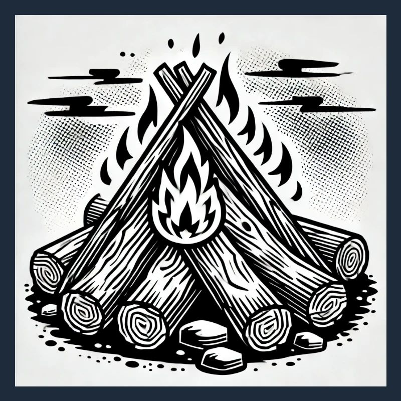 Flammenspiel im Comic-Stil: Lagerfeuerkunst