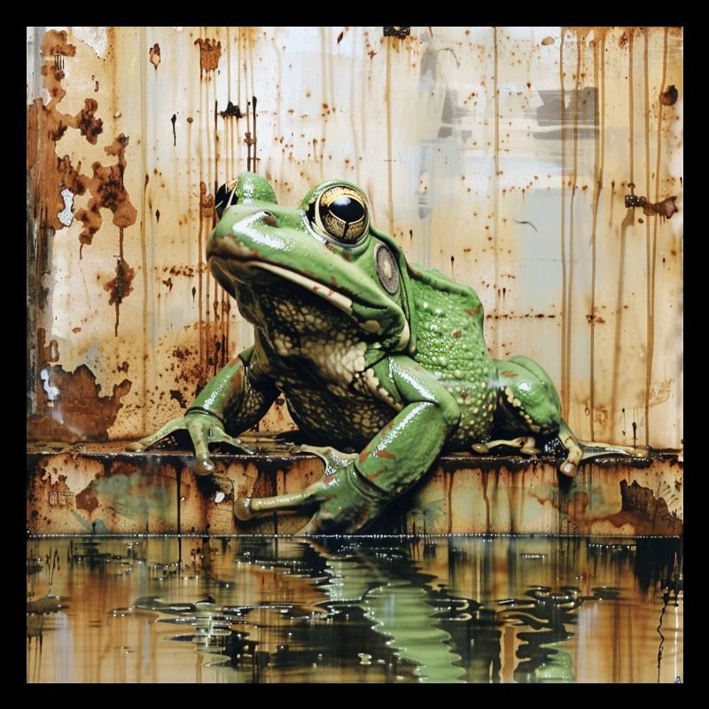 graffiti tree frog rust metal urban street art