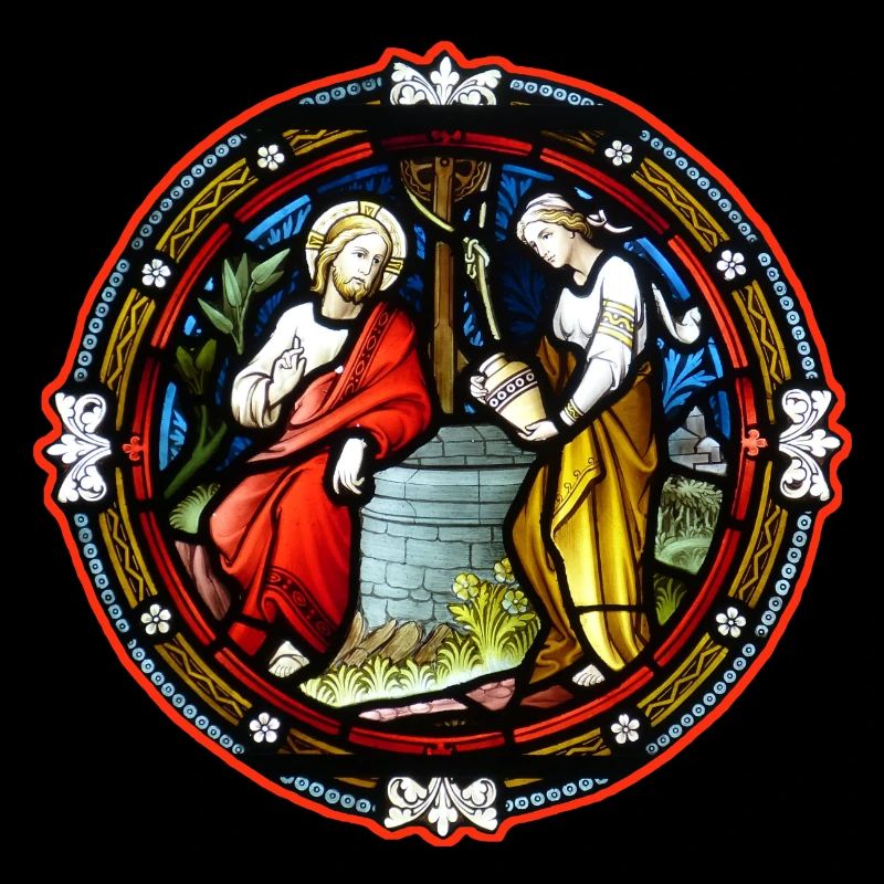 vitrail à la fontaine