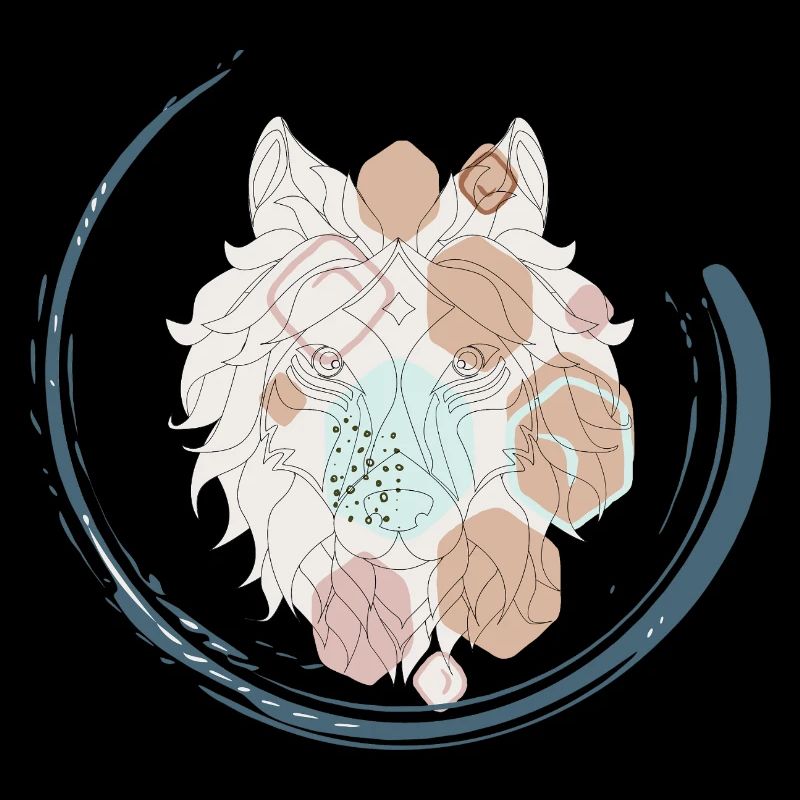Minimalist Geometric Wolf – Earthy Tones Art