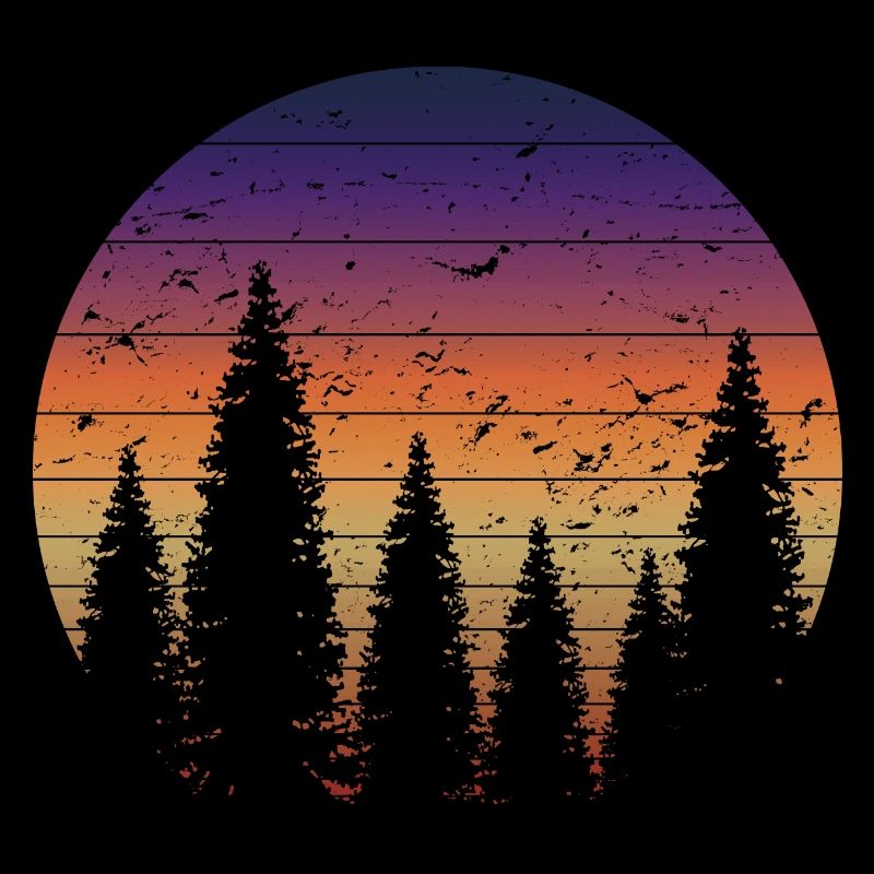 Retro Forest Mountains Wanderabenteuer Outdoor