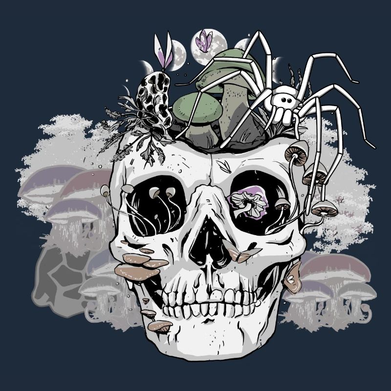 Horror Halloween Spinne Totenkopf Herbst Pilze