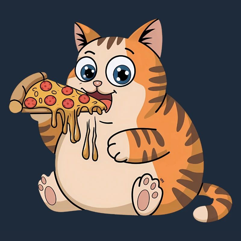 Drôle de chat potelé mangeant de la pizza restauration rapide