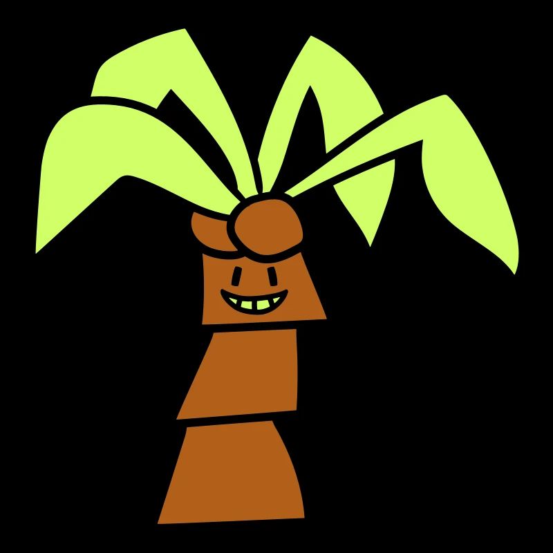 Funny Cute Palm Tree Waving Happy Face Comic