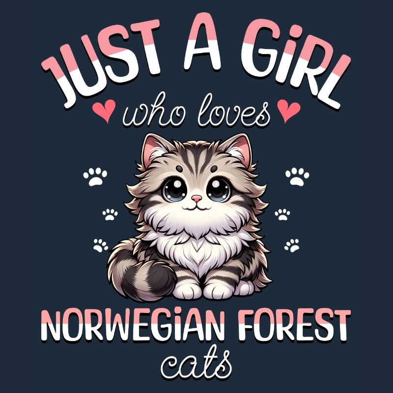 Fille Adore Chat Norvégien