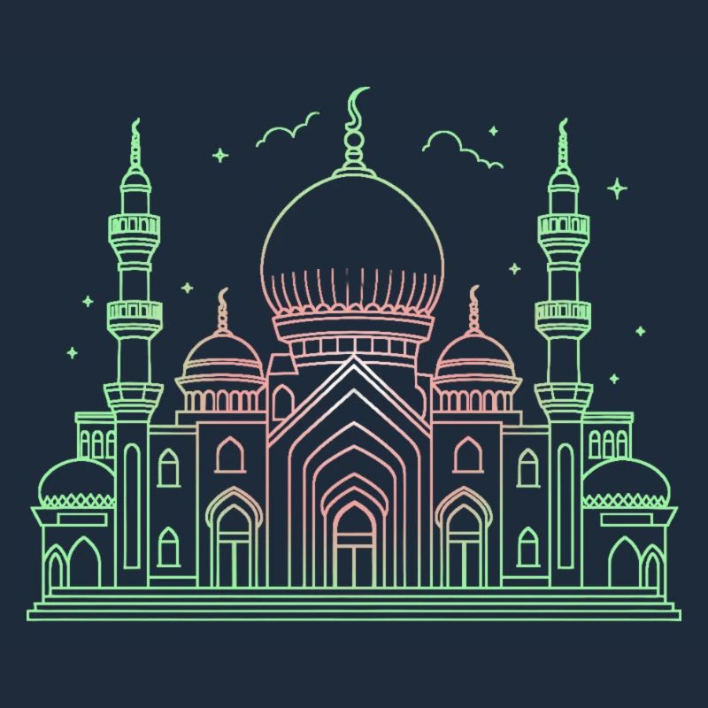 Moschee Stern Halbmond stilisiert grün oder schwarz