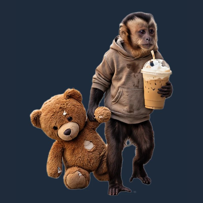 Affe Teddybär Eiskaffee Motiv