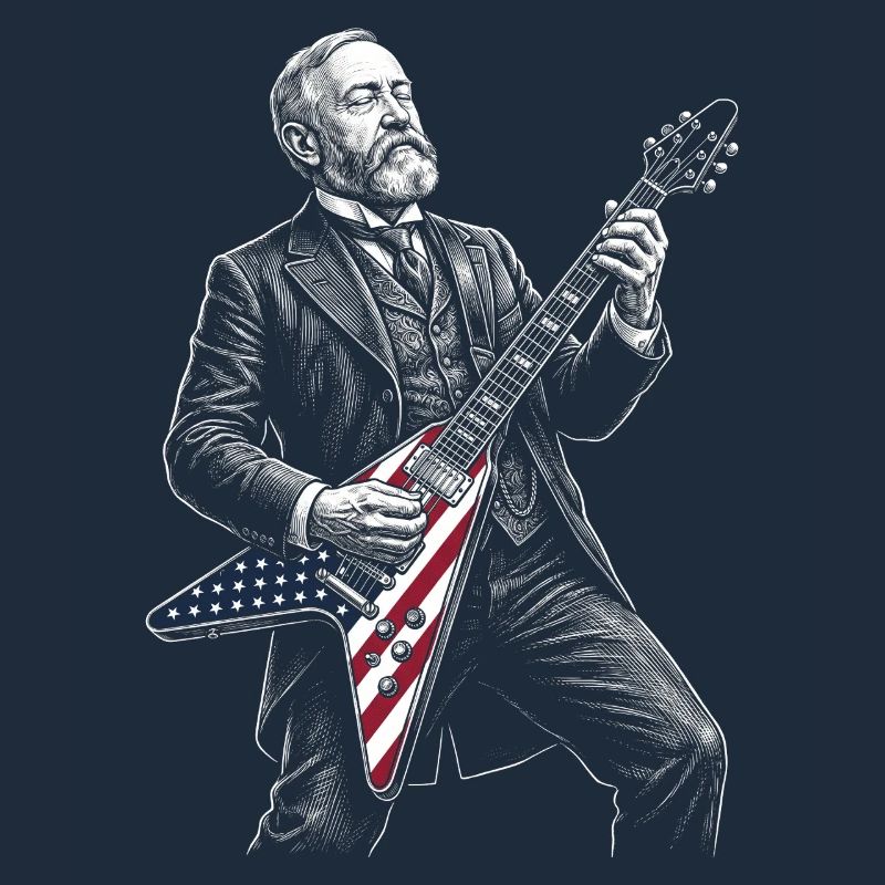 Benjamin Harrison Guitar Hero avec drapeau