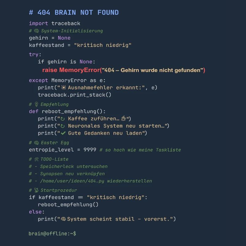 404 Brain Not Found Python Code