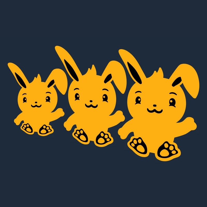 3 lapins trois amis équipe équipage agitant assis mignon