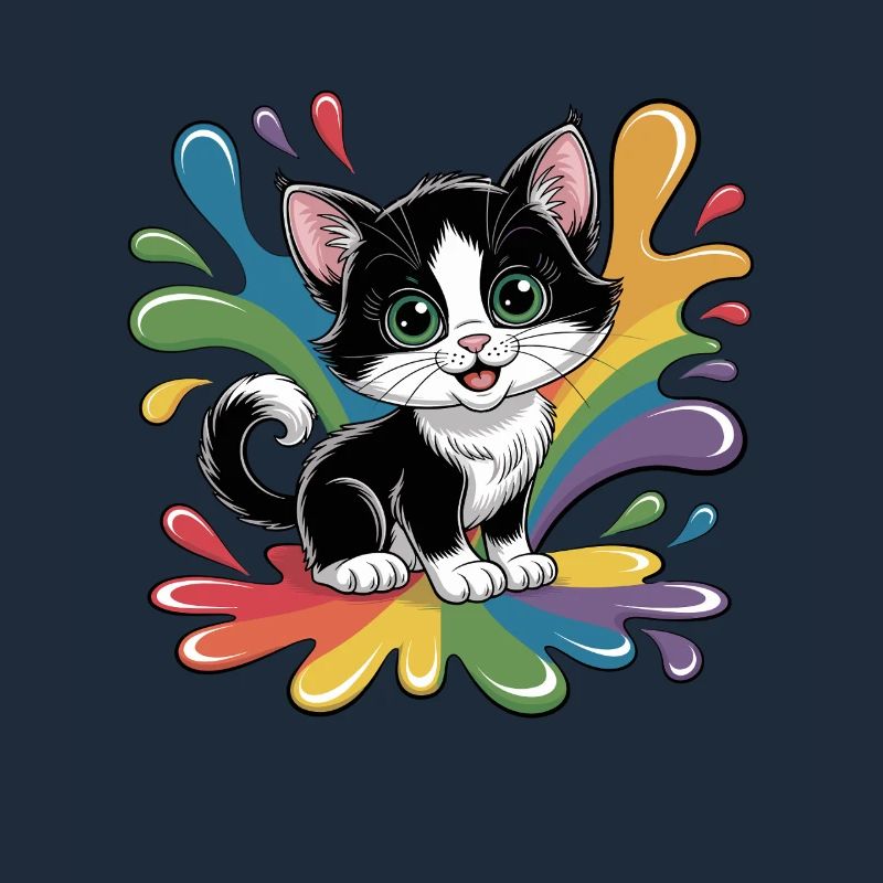Süßes Kätzchen mit Regenbogenfarben