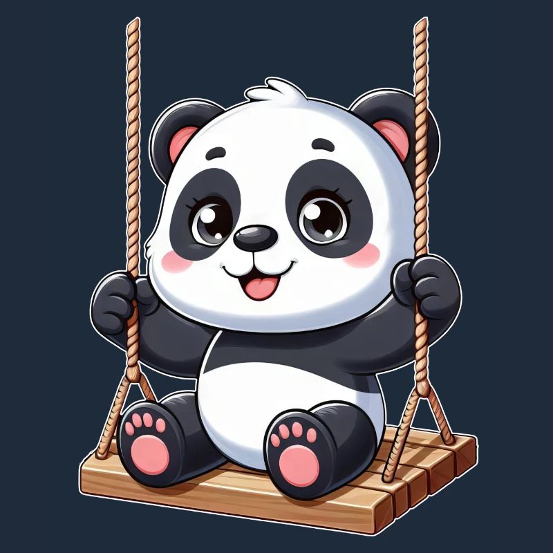 Panda on swing playground fun
