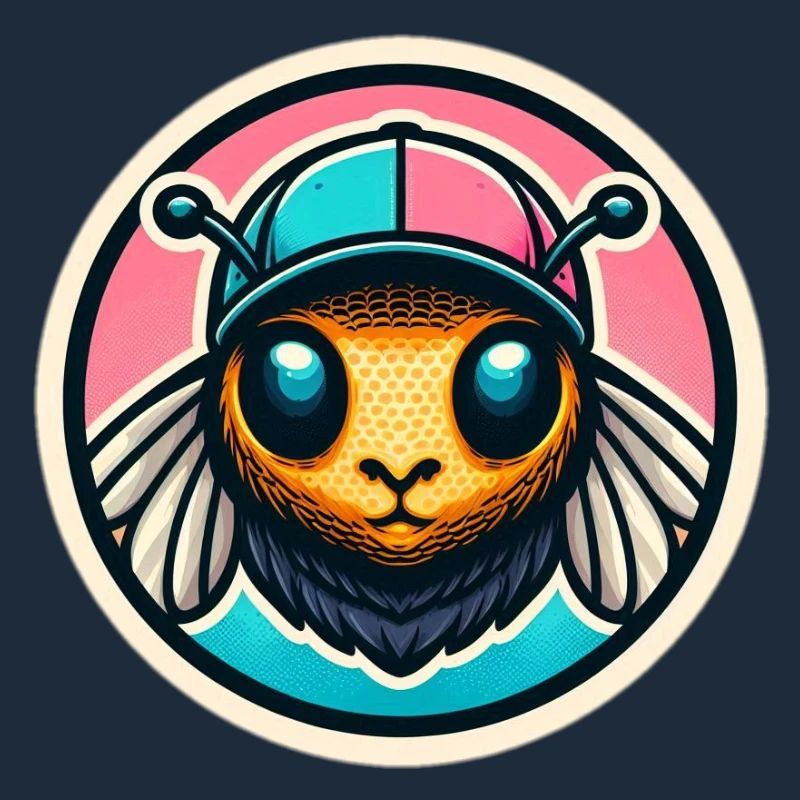 Bee with cap in pastel colors