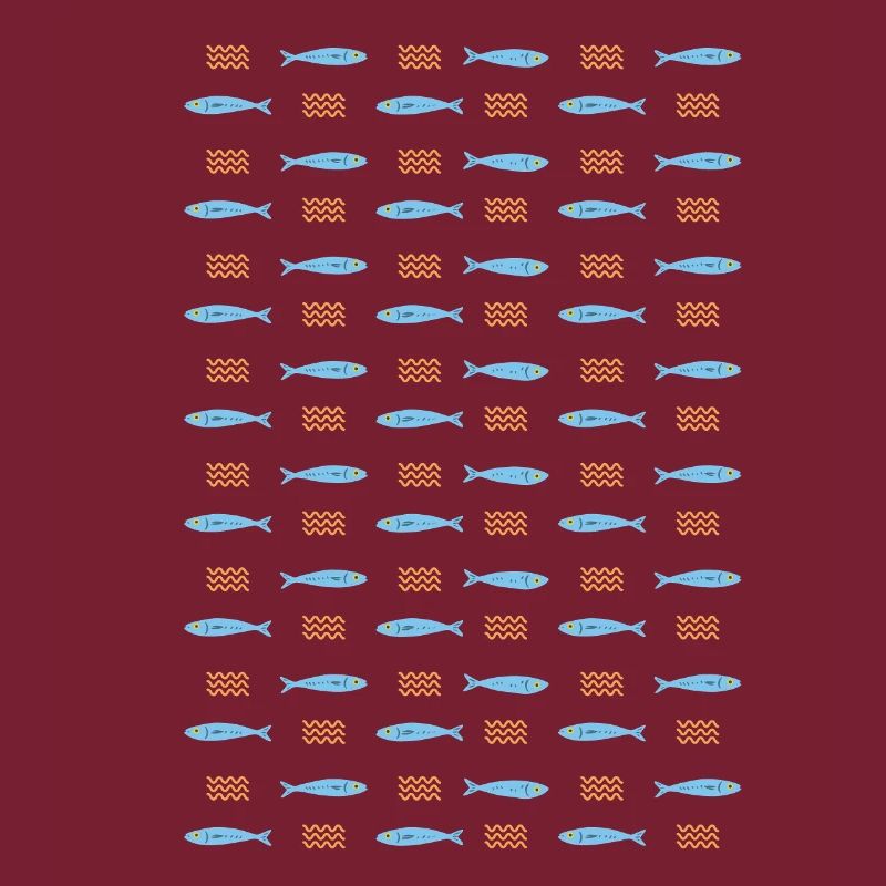 Minimalist Sardines and Waves Pattern for Summer