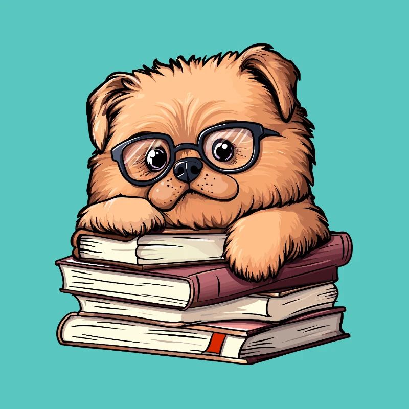 Mignon livre de lecture Chow Chow Dog avec des lunettes