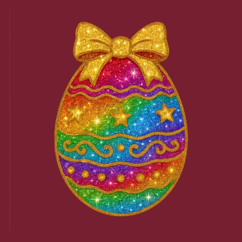 Rainbow Glitter Egg with Bow