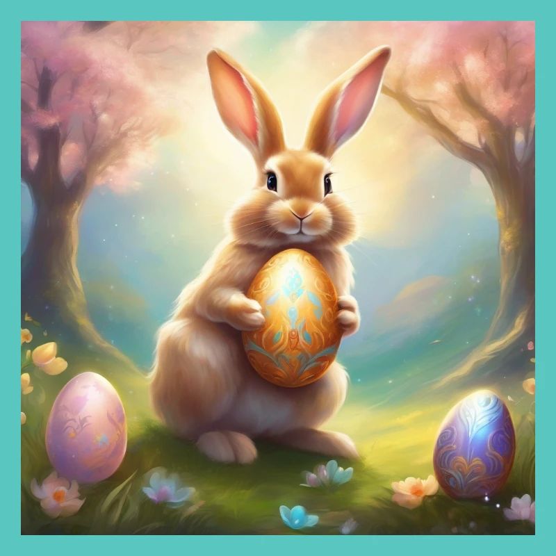 Spring bunny with gold Easter egg