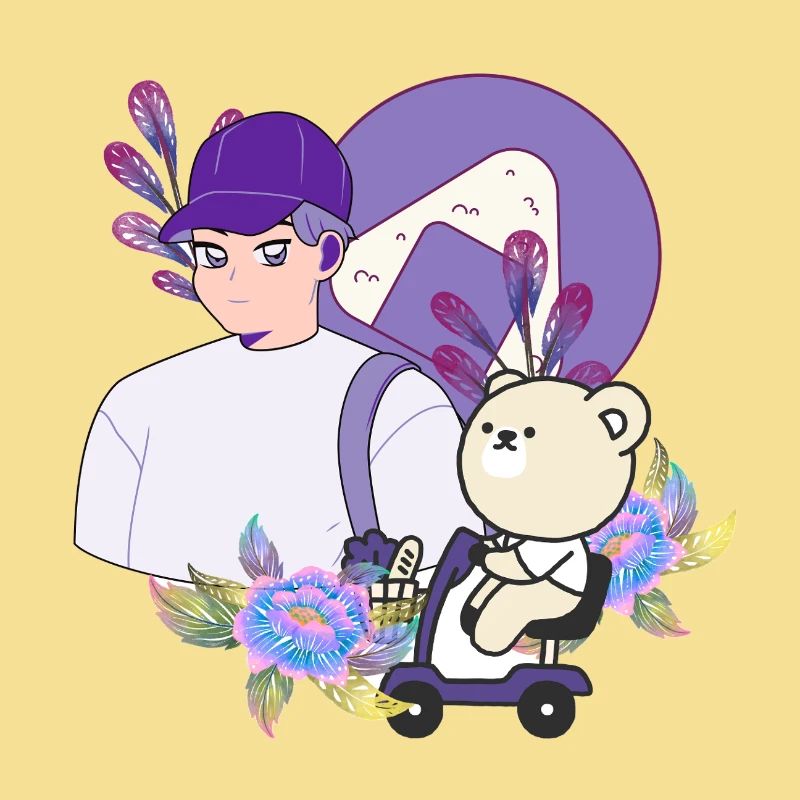 Onigiri Snack & Bear on Mobility Scooter