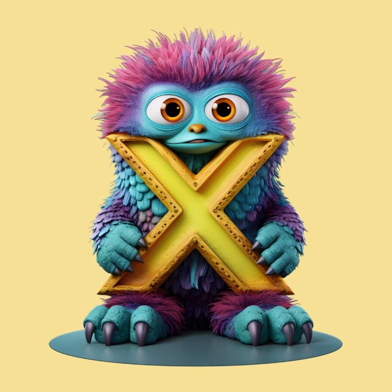 Monstre multicolore avec X