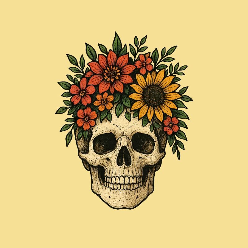Crâne Fleuri