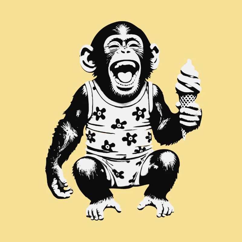 Lachendes Äffchen mit Eis