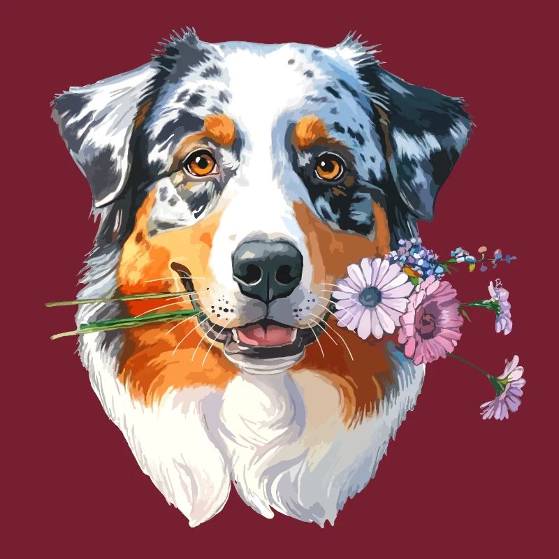 Aussie mit Blumen