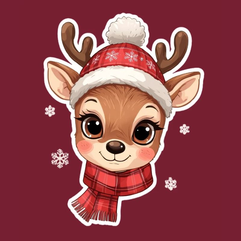 Cerf d’hiver avec écharpe rouge