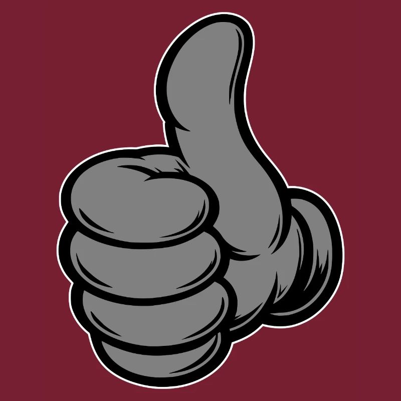 OK Comic Daumenhoch Handsymbol grau