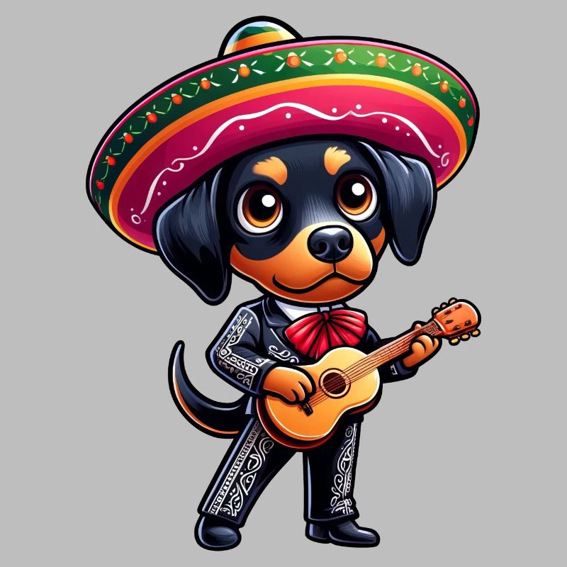 Dobermann als Mariachi Gitarrist Cinco de Mayo