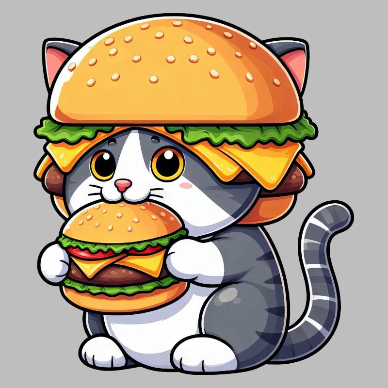 Drôle de chat hamburger cheeseburger dessin animé rapide