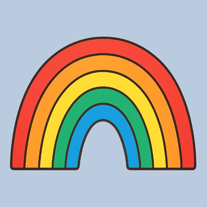 Lebendige Regenbogen-Illustration in Retrofarben