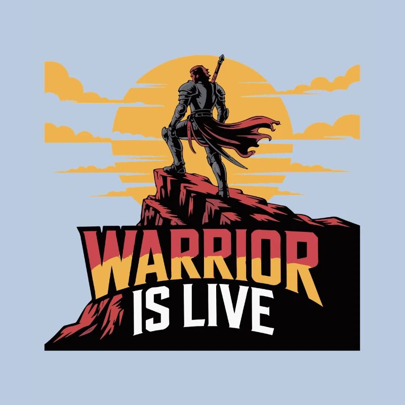 Warrior On Cliff Sunset