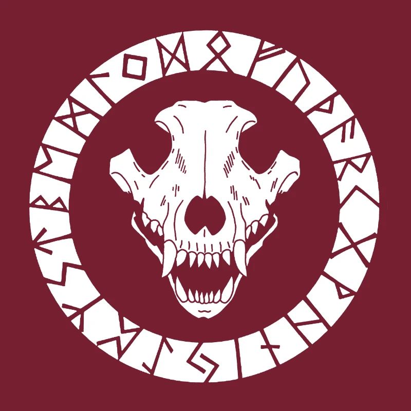 Weißer Wikinger Wolf Schädel