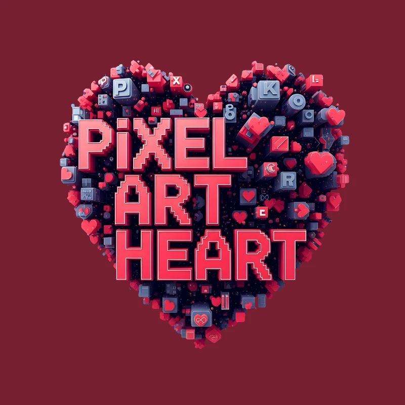 Collage de cœurs en pixel art