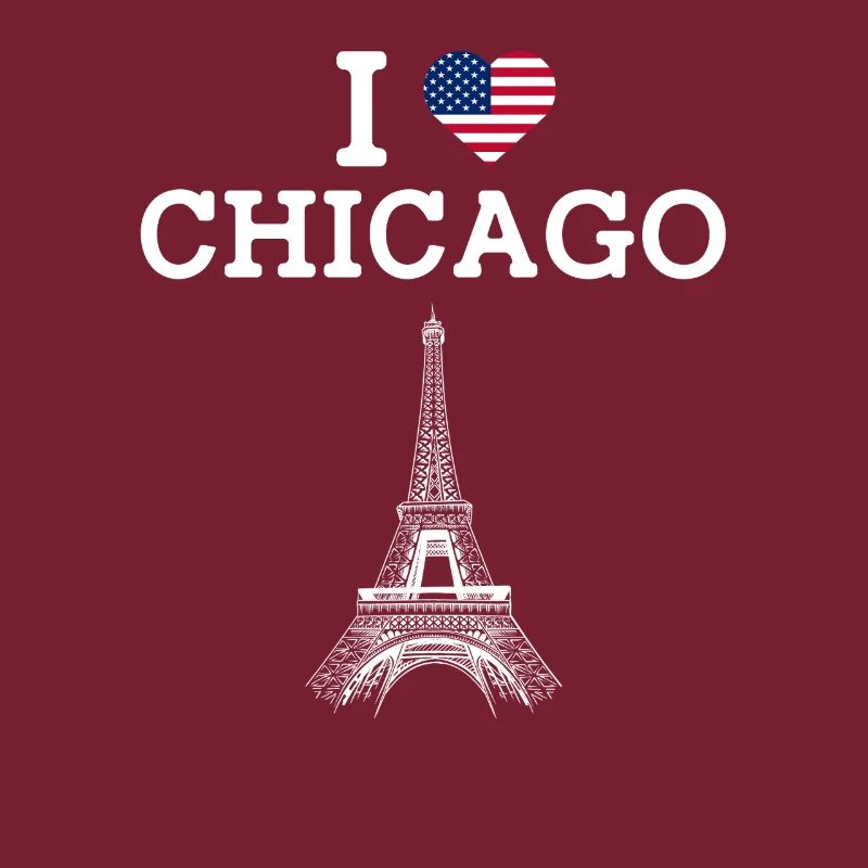J’aime Chicage USA Drapeau Cool Tour Eiffel Lover