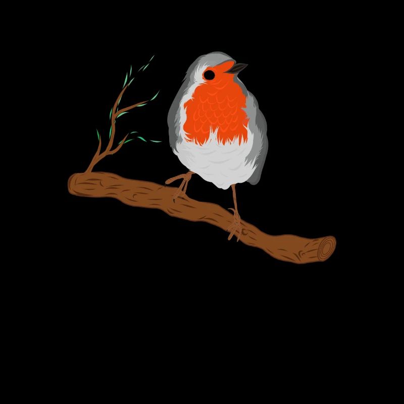 Robin with Magnificent Plumage on Branch