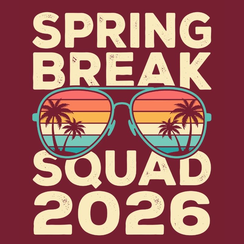 Spring Break Squad 2026 Retro Palmen Design