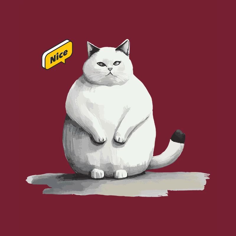 mignon chat blanc gras avec bulle de dialogue