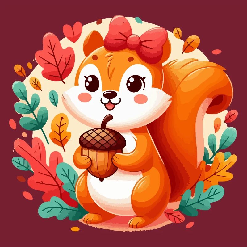 Süßes Eichhörnchen mit Eichel