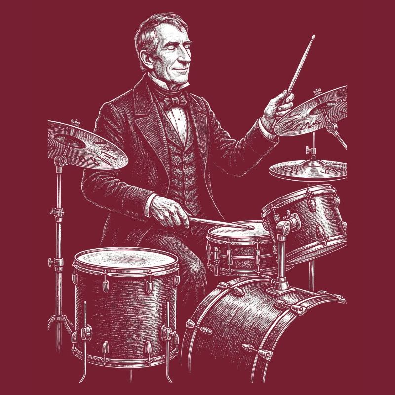 William Henry Harrison plays drums