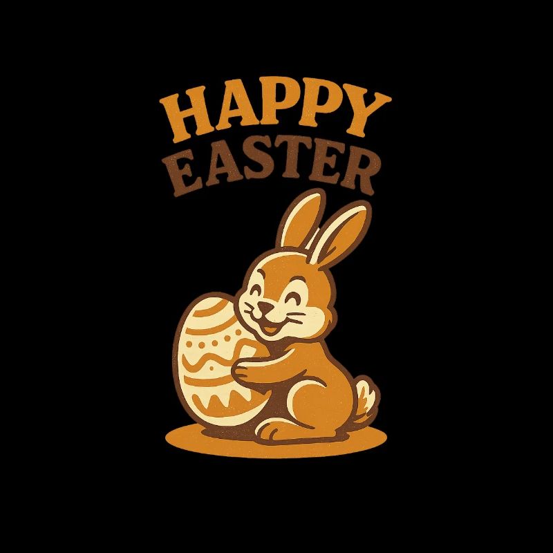 Osterhase mit Happy Easter und Osterei, Osterhase