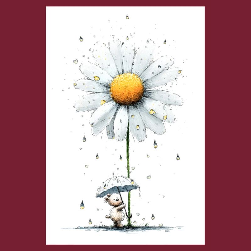 Gänseblümchen Bär mit Regenschirm