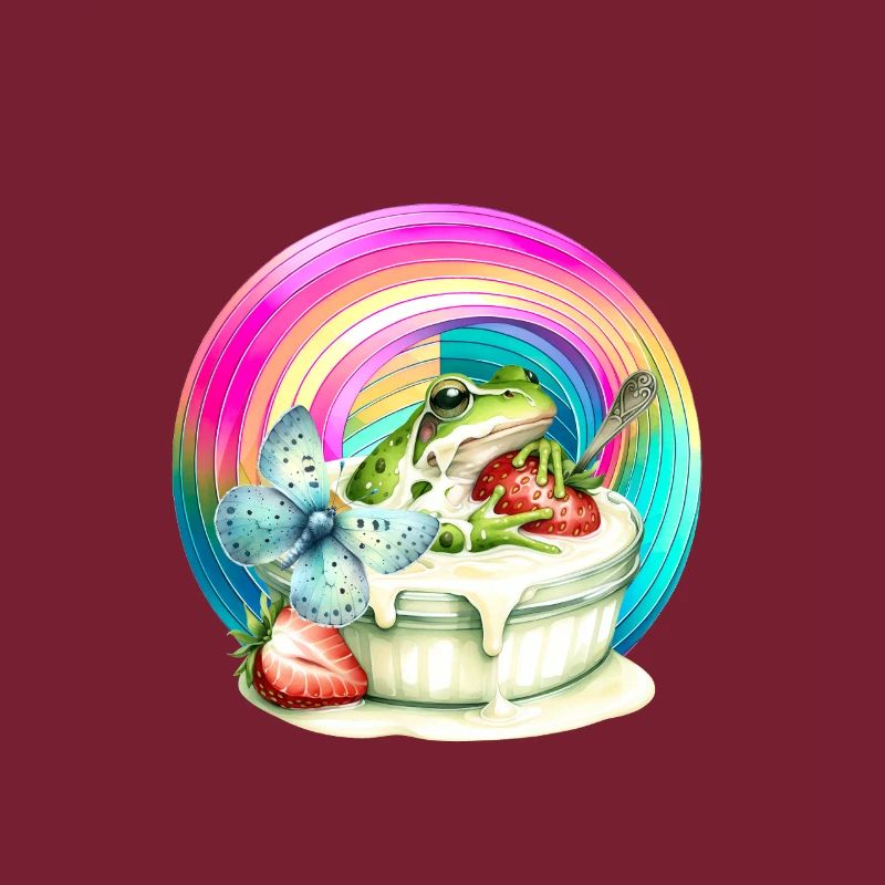 Regenbogen Frosch Eis Erdbeere Eiskrem Kind