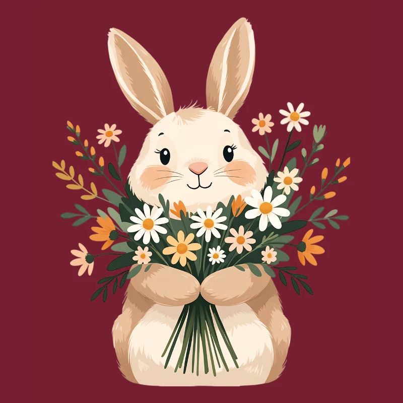 Bunny with spring bouquet