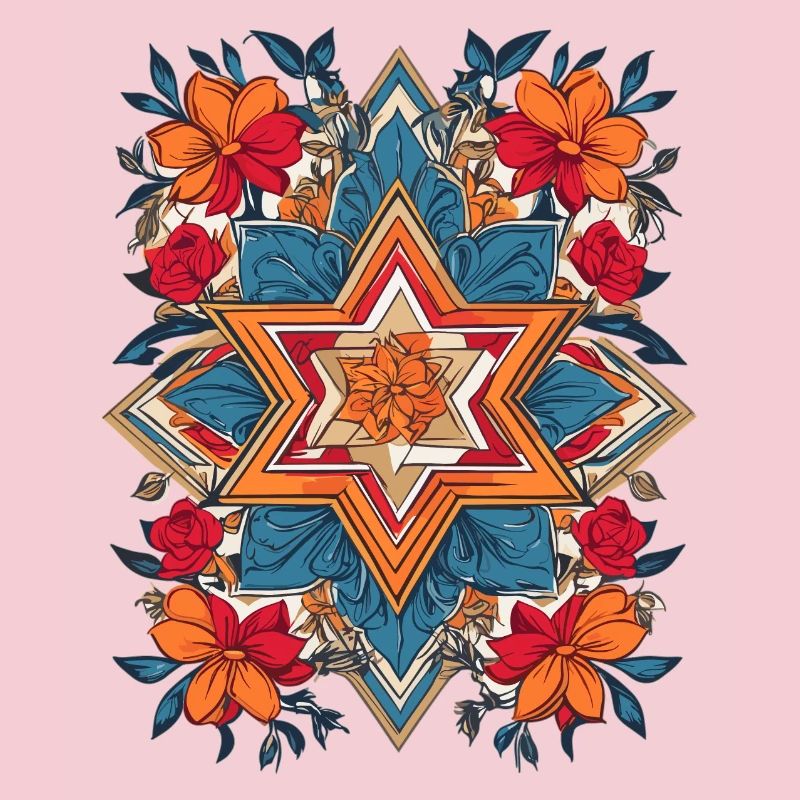 Étoile juive avec des fleurs