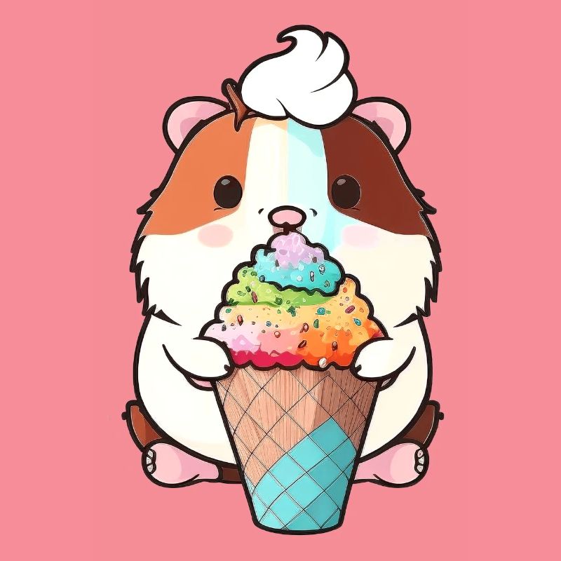 Kleiner Hamster mit buntem Eis