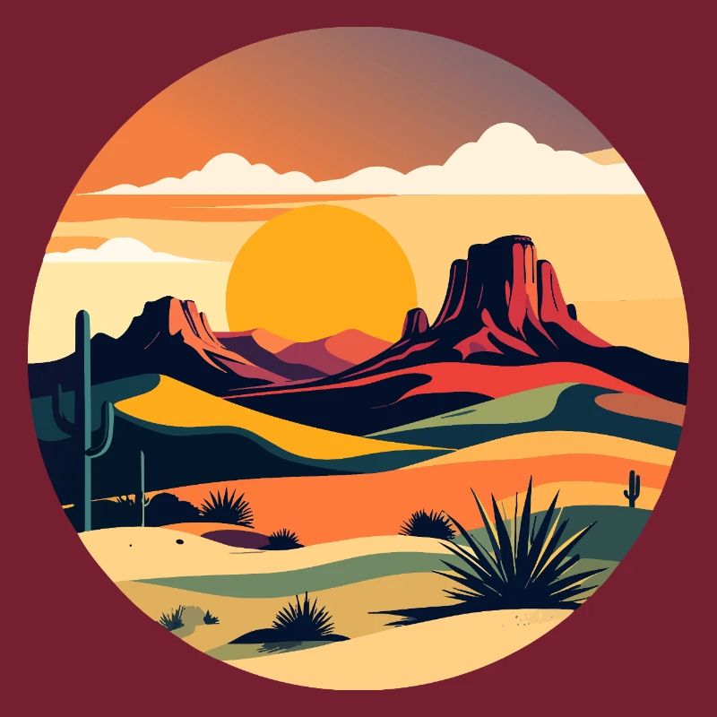 Sunset in desert landscape
