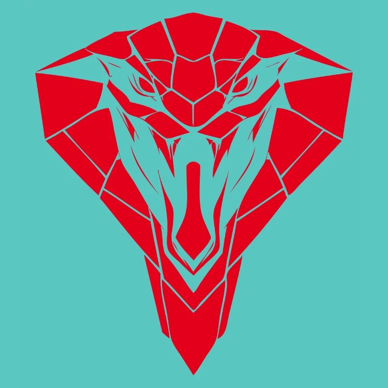 Red Geometric Snake Head